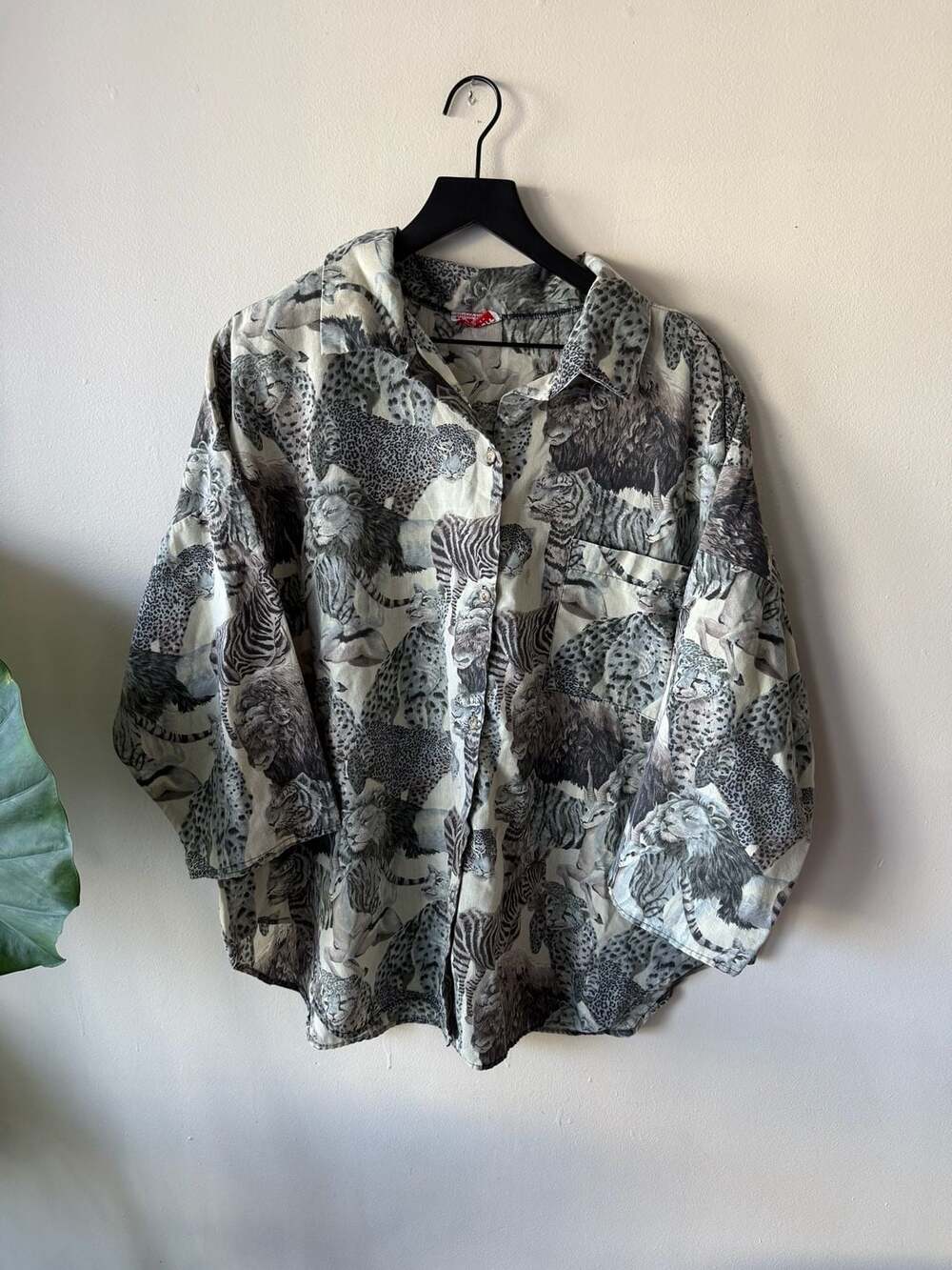 HOT STUFF Vintage Safari Animal Print Button Down Shirt